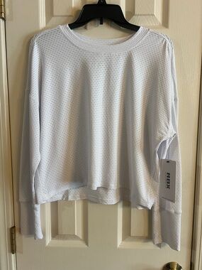 RBX White Waffle-Knit Long Sleeve Top